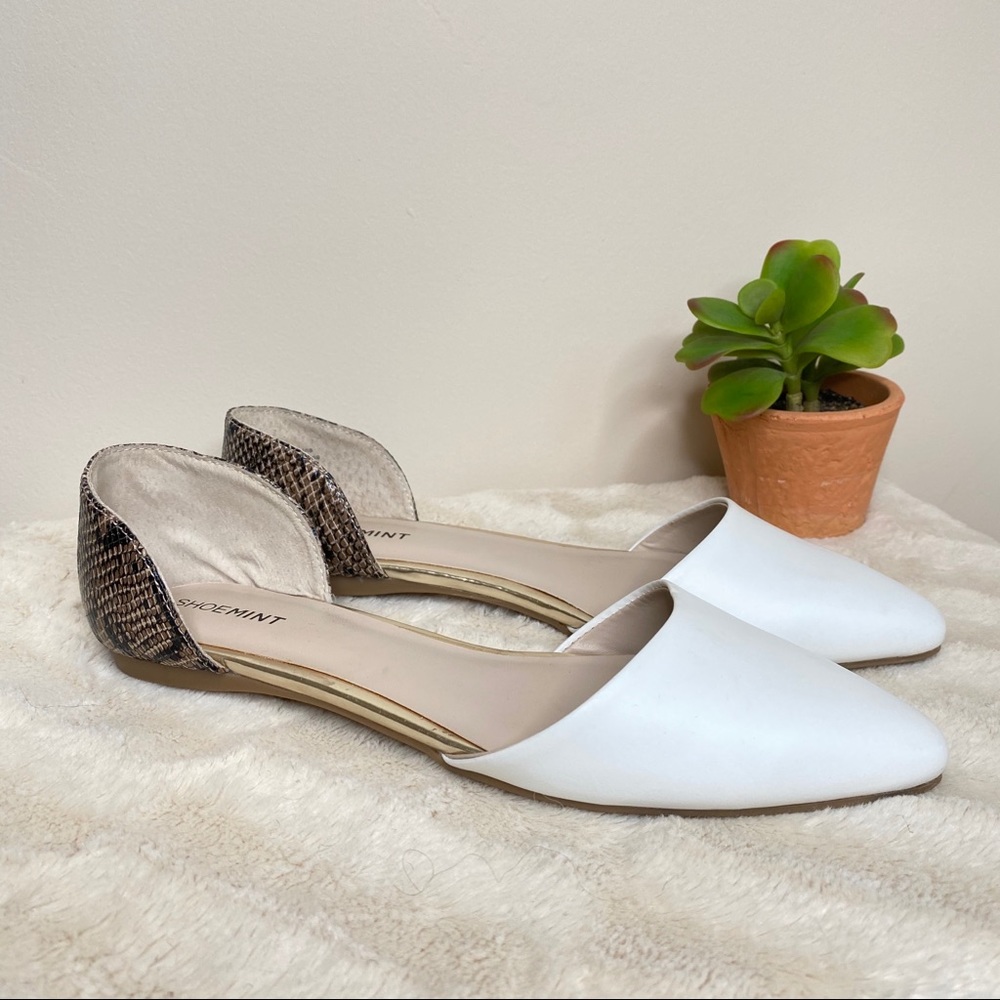 Shoemint D’Orsay Pointed Toe Snake Print Flat